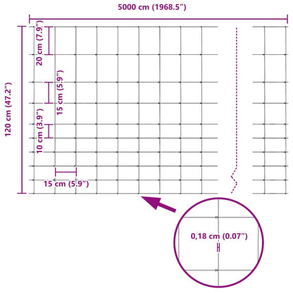 vidaXL Feldzaun Silber 50 x 1,2 m Verzinkter Stahl