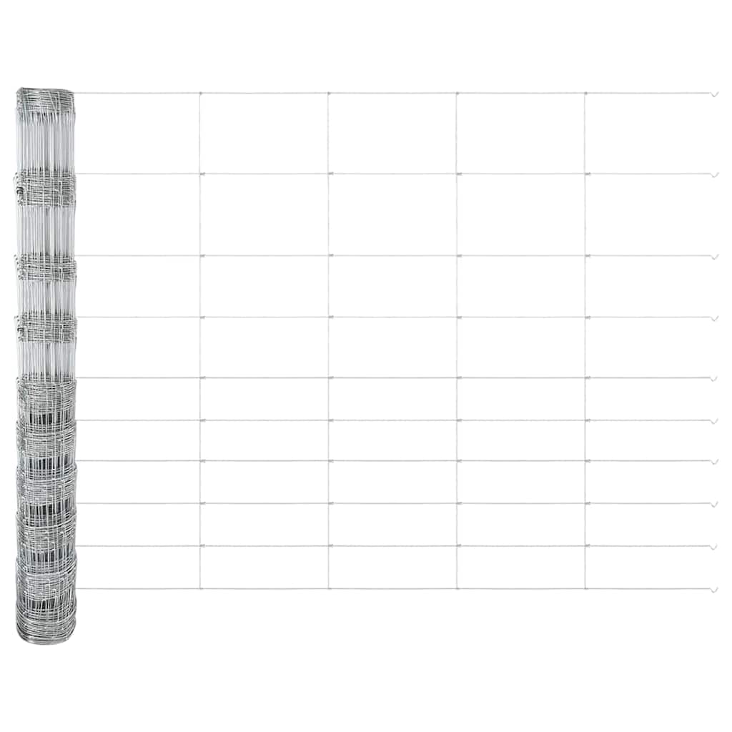 vidaXL Feldzaun Silber 50 x 1,2 m Verzinkter Stahl