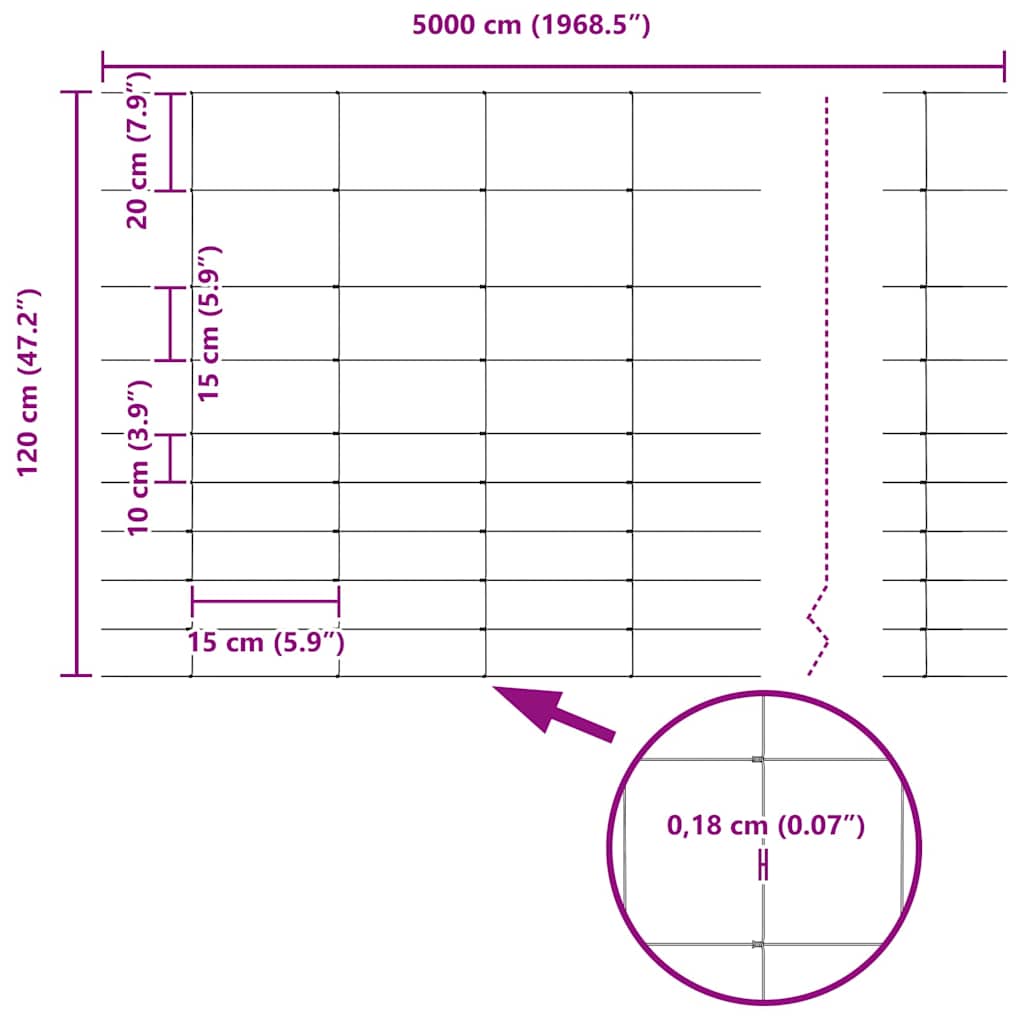 vidaXL Feldzaun Silber 50 x 1,2 m Verzinkter Stahl