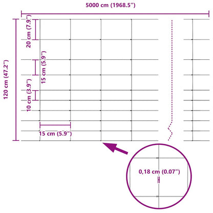 vidaXL Feldzaun Silber 50 x 1,2 m Verzinkter Stahl