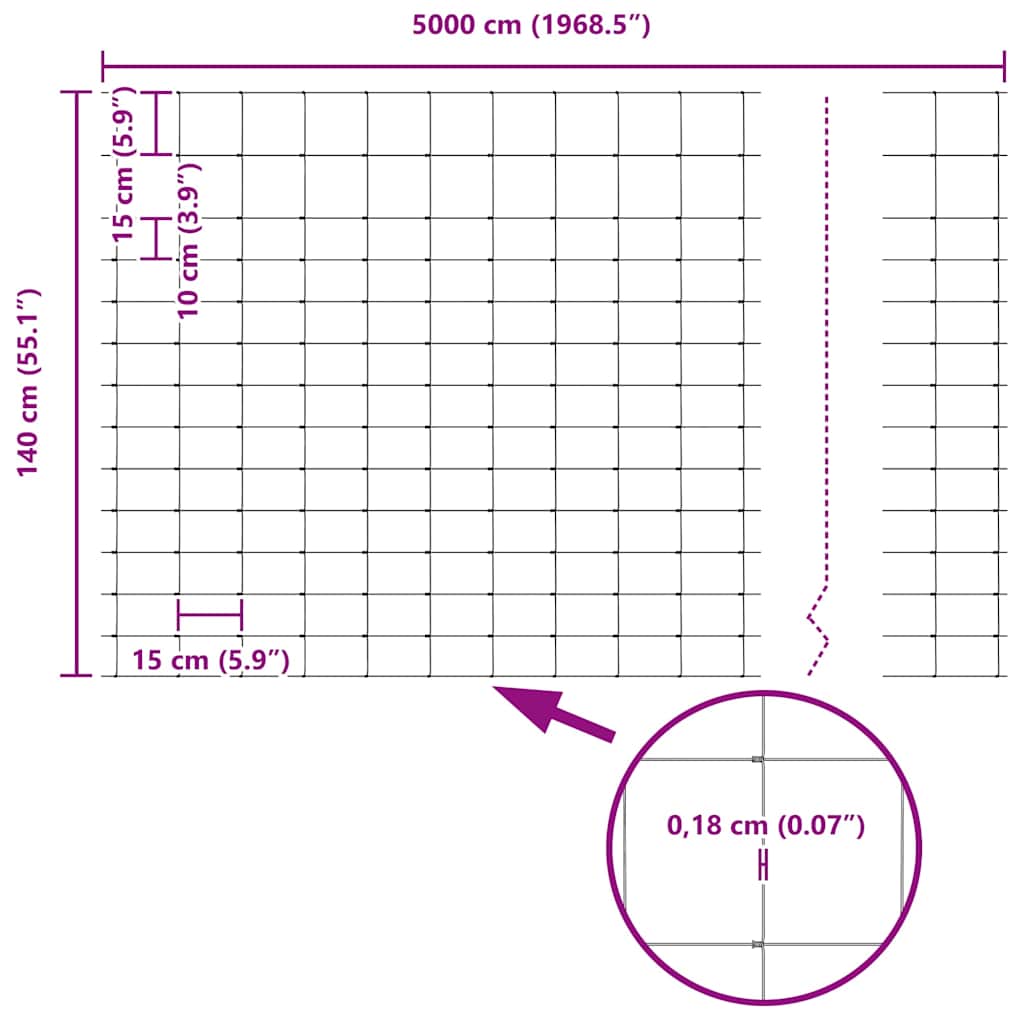 Feldzaun Silber 50 x 1,4 m Verzinkter Stahl