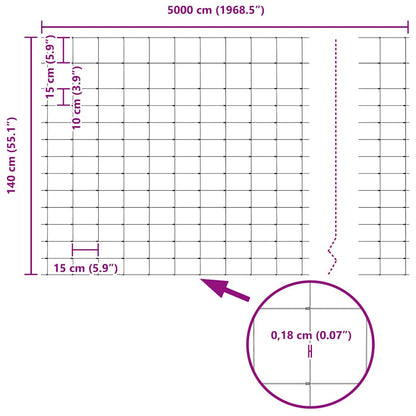 Feldzaun Silber 50 x 1,4 m Verzinkter Stahl