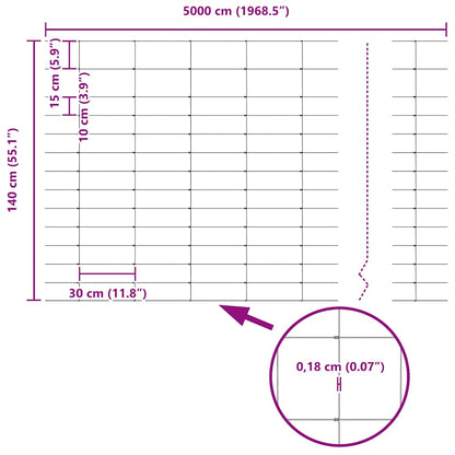 Feldzaun Silber 50 x 1,4 m Verzinkter Stahl