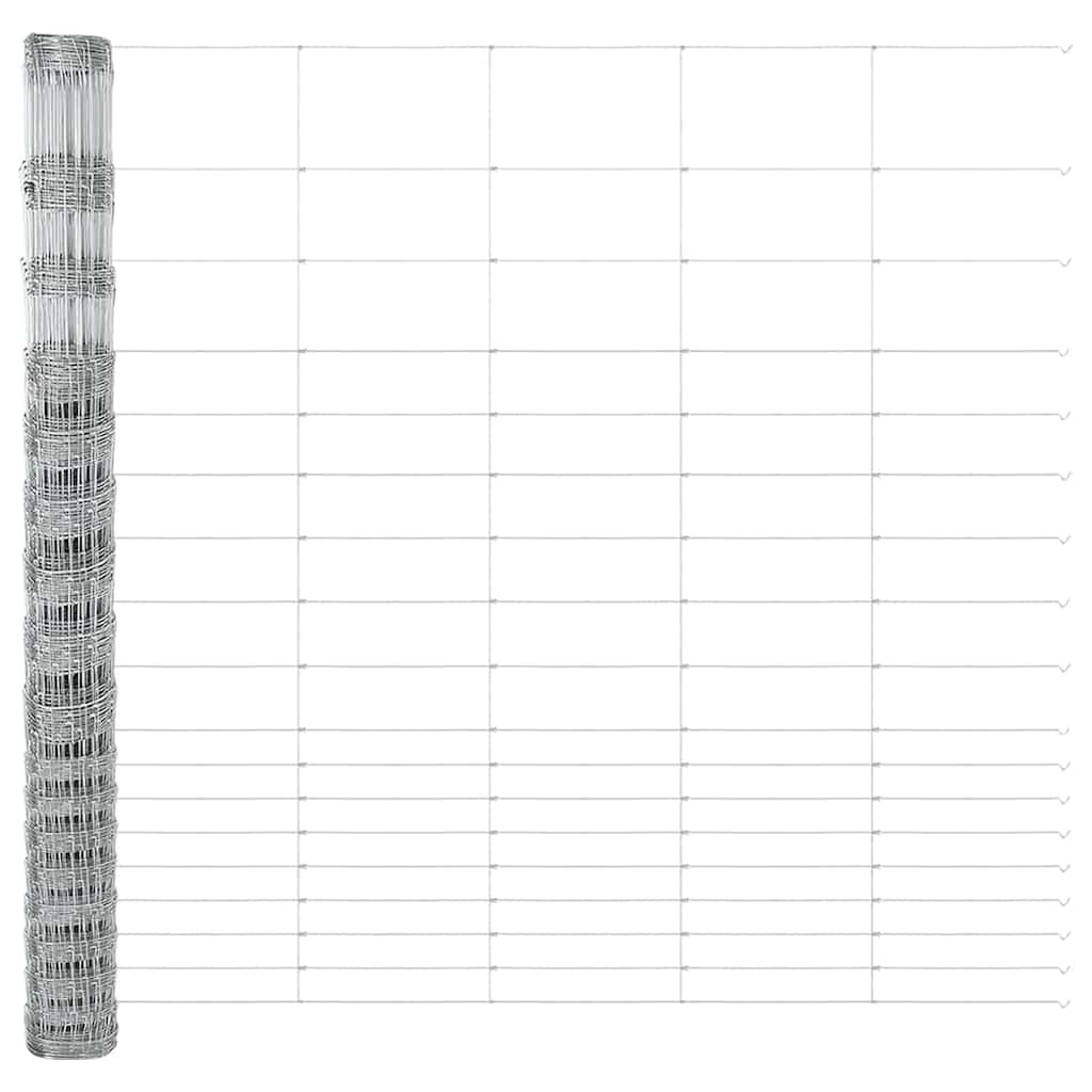 vidaXL Feldzaun Silber 50 x 1,5 m Verzinkter Stahl