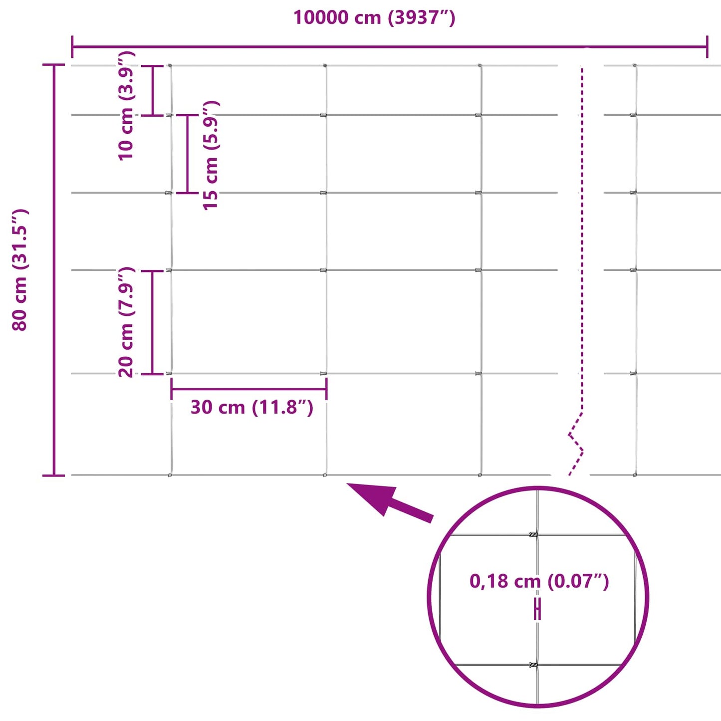 vidaXL Feldzaun Silber 100 x 0,8 m Verzinkter Stahl