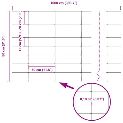 vidaXL Feldzaun Silber 100 x 0,8 m Verzinkter Stahl