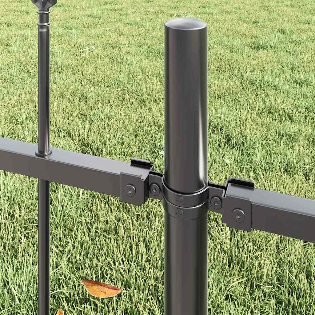 vidaXL Gartenzaun Grau 1,7 x 1,5 m Pulverbeschichteter Stahl
