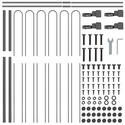 vidaXL Gartenzaun Grau 1,7 x 1,5 m Pulverbeschichteter Stahl
