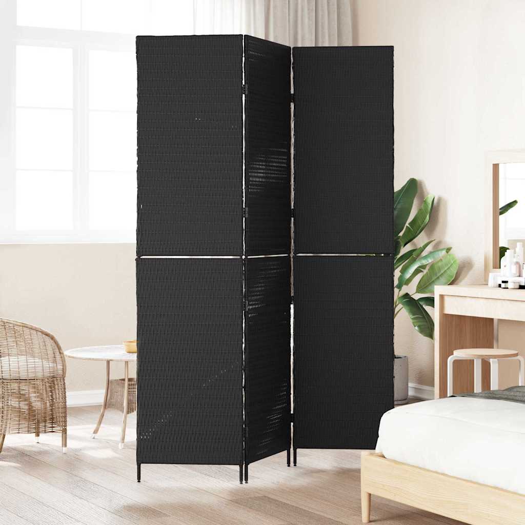 Raumteiler Schwarz 146 x 180 cm Poly-Rattan