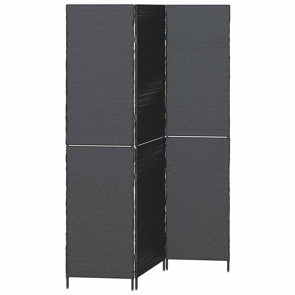 Raumteiler Schwarz 146 x 180 cm Poly-Rattan