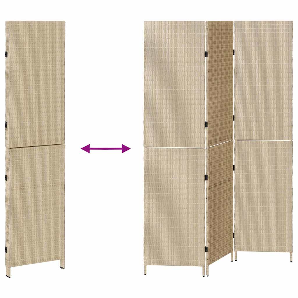 Raumteiler Beige 147 x 180 cm Poly-Rattan