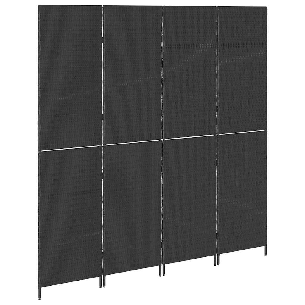 Raumteiler Schwarz 195 x 180 cm Poly-Rattan
