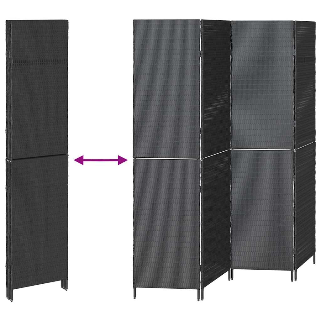Raumteiler Schwarz 195 x 180 cm Poly-Rattan