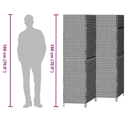Raumteiler Schwarz 195 x 180 cm Poly-Rattan