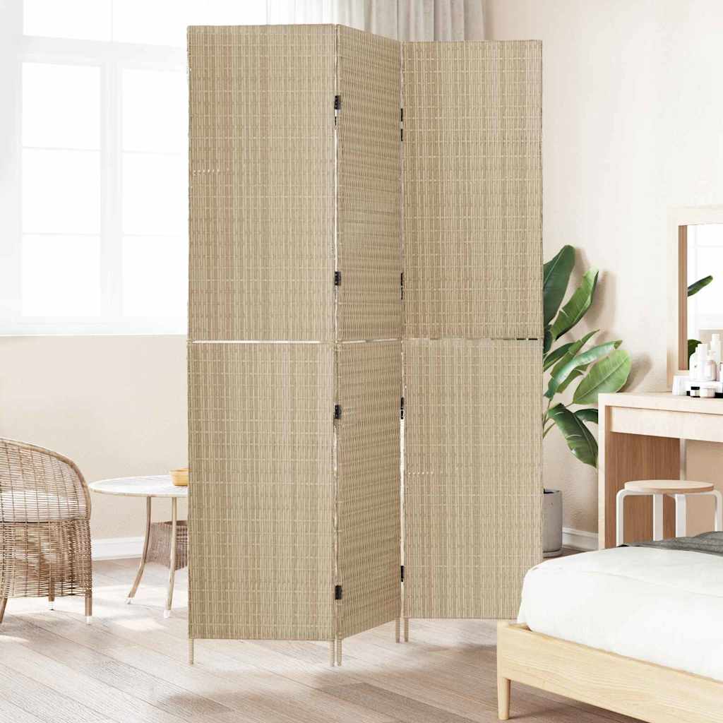 Raumteiler Beige 146 x 200 cm Poly-Rattan