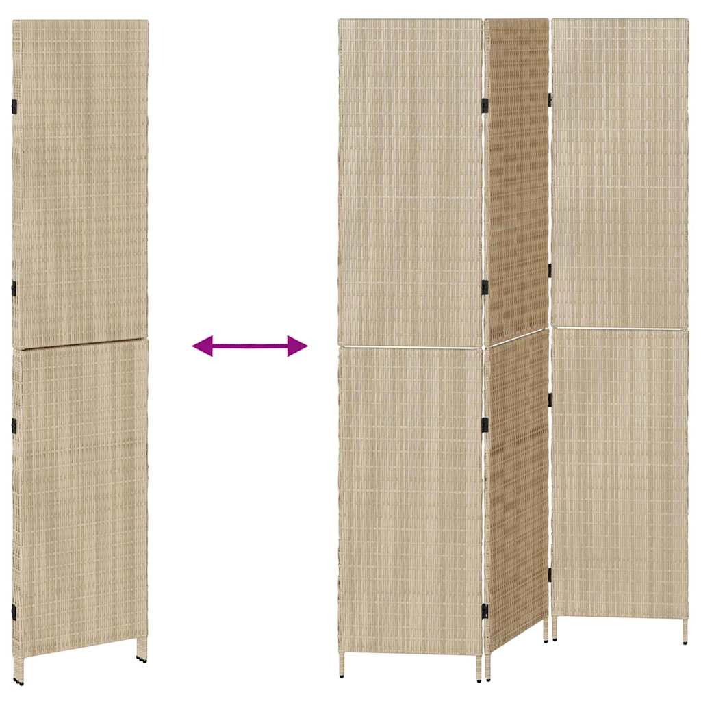Raumteiler Beige 146 x 200 cm Poly-Rattan