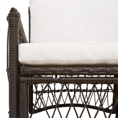 Gartenstuhl mit Kissen Braun 73 x 61 x 77 cm Poly-Rattan