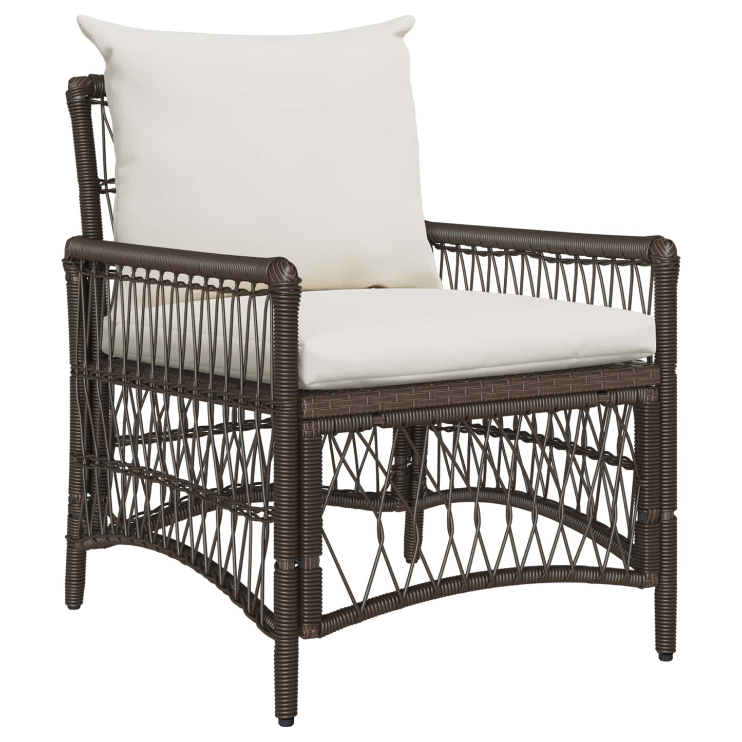 Gartenstuhl mit Kissen Braun 73 x 61 x 77 cm Poly-Rattan