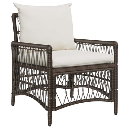 Gartenstuhl mit Kissen Braun 73 x 61 x 77 cm Poly-Rattan