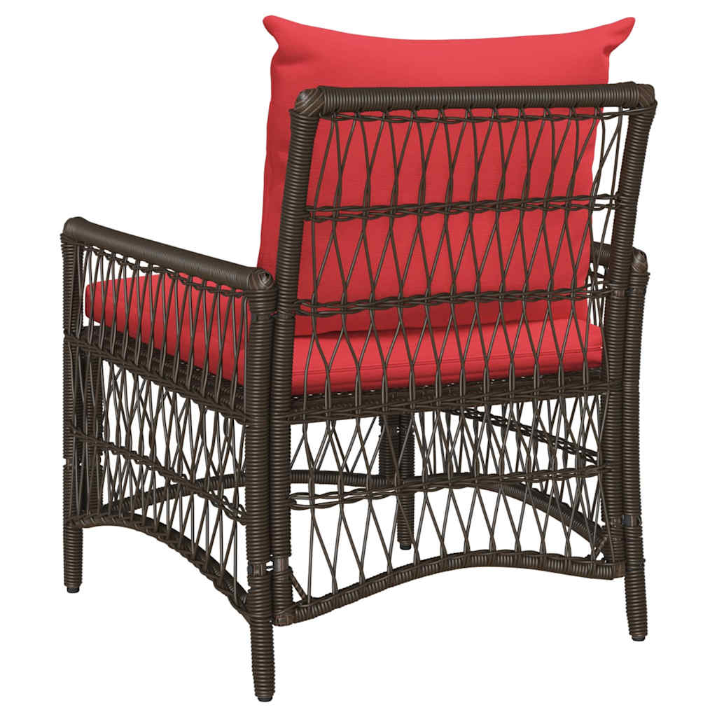 vidaXL Gartenstuhl mit Kissen Braun 73 x 61 x 77 cm Poly-Rattan