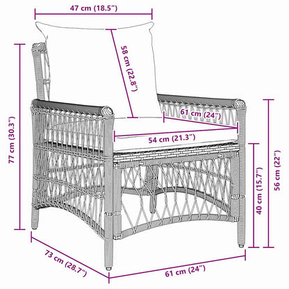 vidaXL Gartenstuhl mit Kissen Braun 73 x 61 x 77 cm Poly-Rattan