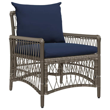 vidaXL Gartenstuhl mit Kissen Grau 73 x 61 x 77 cm Poly-Rattan
