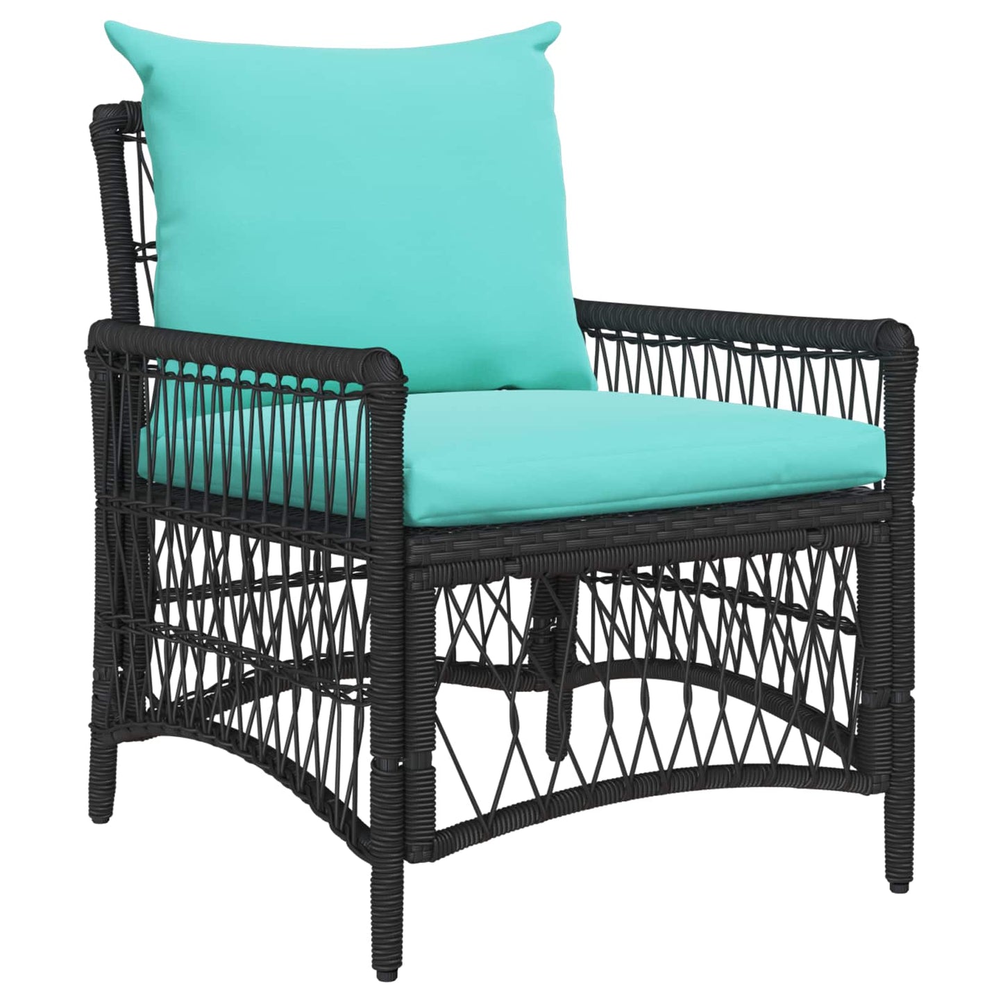 vidaXL Gartenstuhl mit Kissen Schwarz 73 x 61 x 77 cm Poly-Rattan