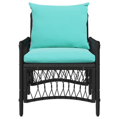 vidaXL Gartenstuhl mit Kissen Schwarz 73 x 61 x 77 cm Poly-Rattan