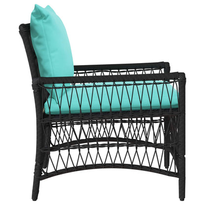 vidaXL Gartenstuhl mit Kissen Schwarz 73 x 61 x 77 cm Poly-Rattan