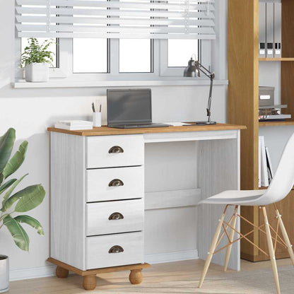 vidaXL Schreibtisch ASKIM Weiß 95 x 40 x 75 cm Massives Kiefernholz