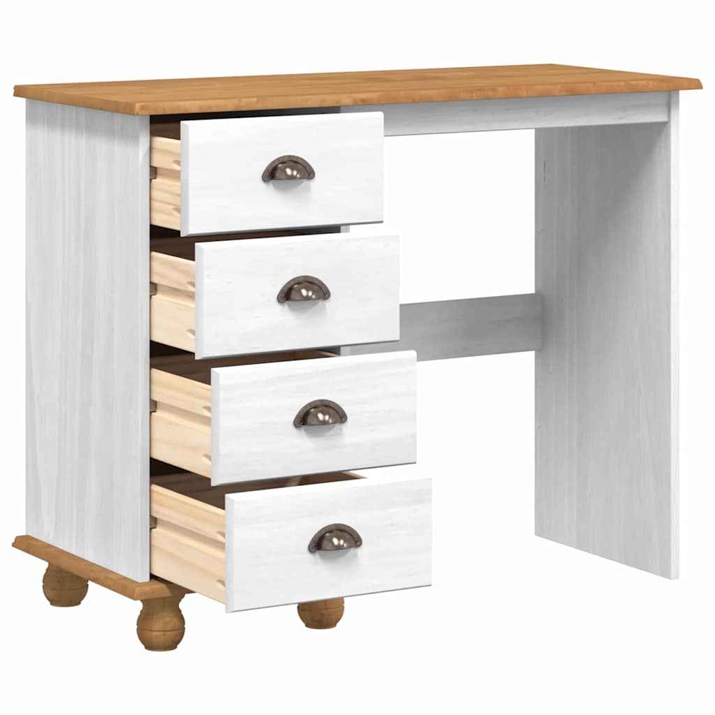 vidaXL Schreibtisch ASKIM Weiß 95 x 40 x 75 cm Massives Kiefernholz