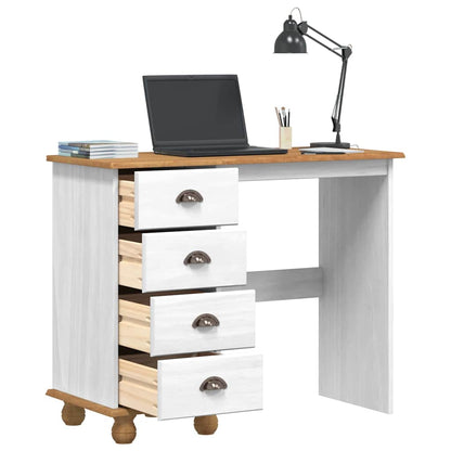 vidaXL Schreibtisch ASKIM Weiß 95 x 40 x 75 cm Massives Kiefernholz