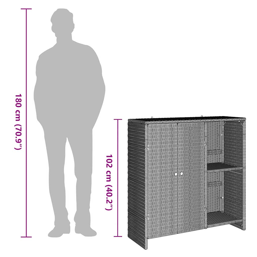 vidaXL Aufbewahrungsschrank mit Tür Hellgrau 100 x 36 x 102 cm Rattan