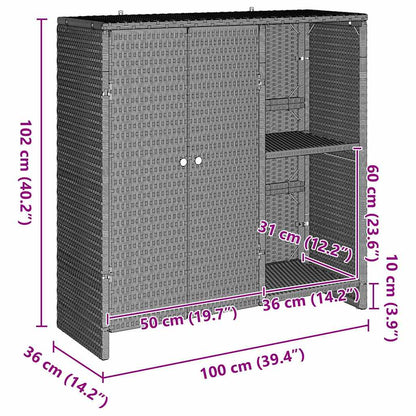 vidaXL Aufbewahrungsschrank mit Tür Hellgrau 100 x 36 x 102 cm Rattan