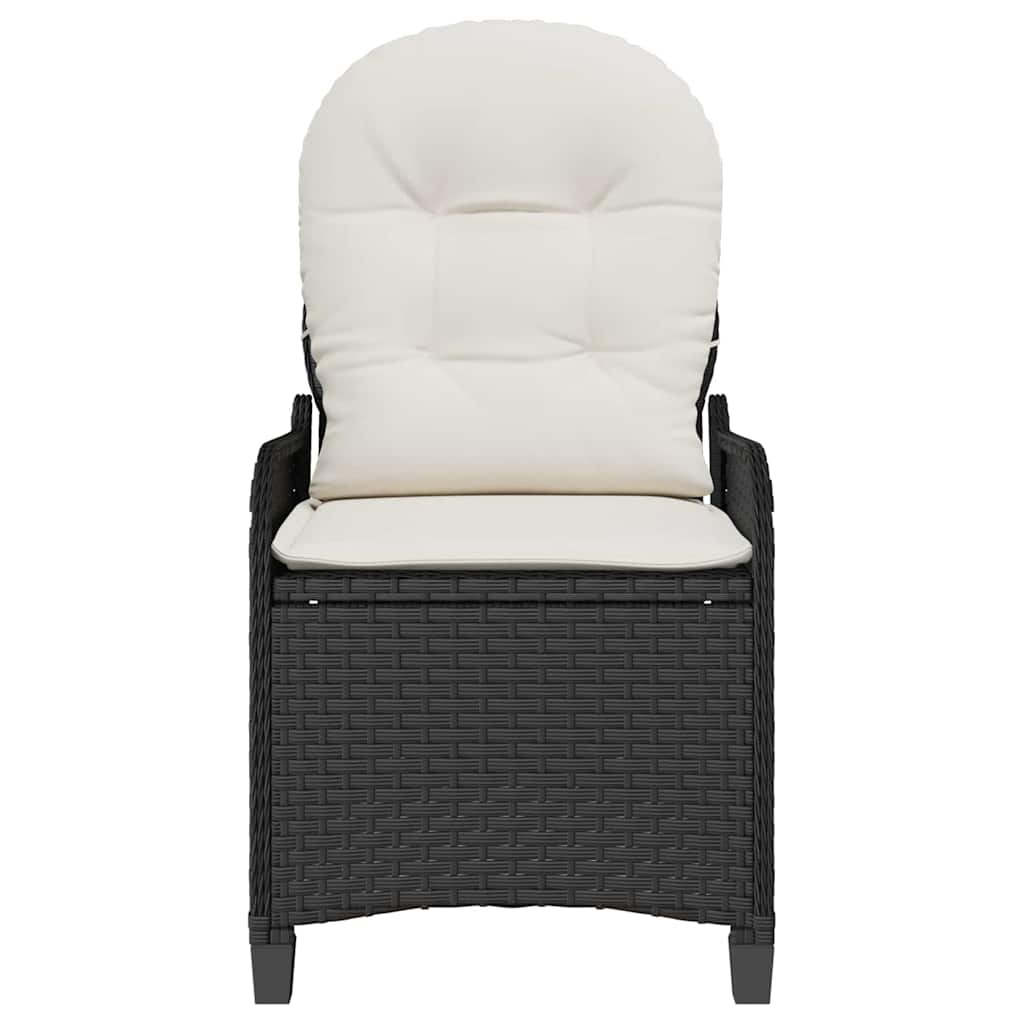 vidaXL Liegestuhl mit Kissen Schwarz 56 x 66 x 95 cm Poly-Rattan