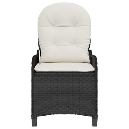 vidaXL Liegestuhl mit Kissen Schwarz 56 x 66 x 95 cm Poly-Rattan