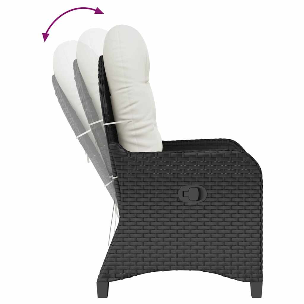 vidaXL Liegestuhl mit Kissen Schwarz 56 x 66 x 95 cm Poly-Rattan