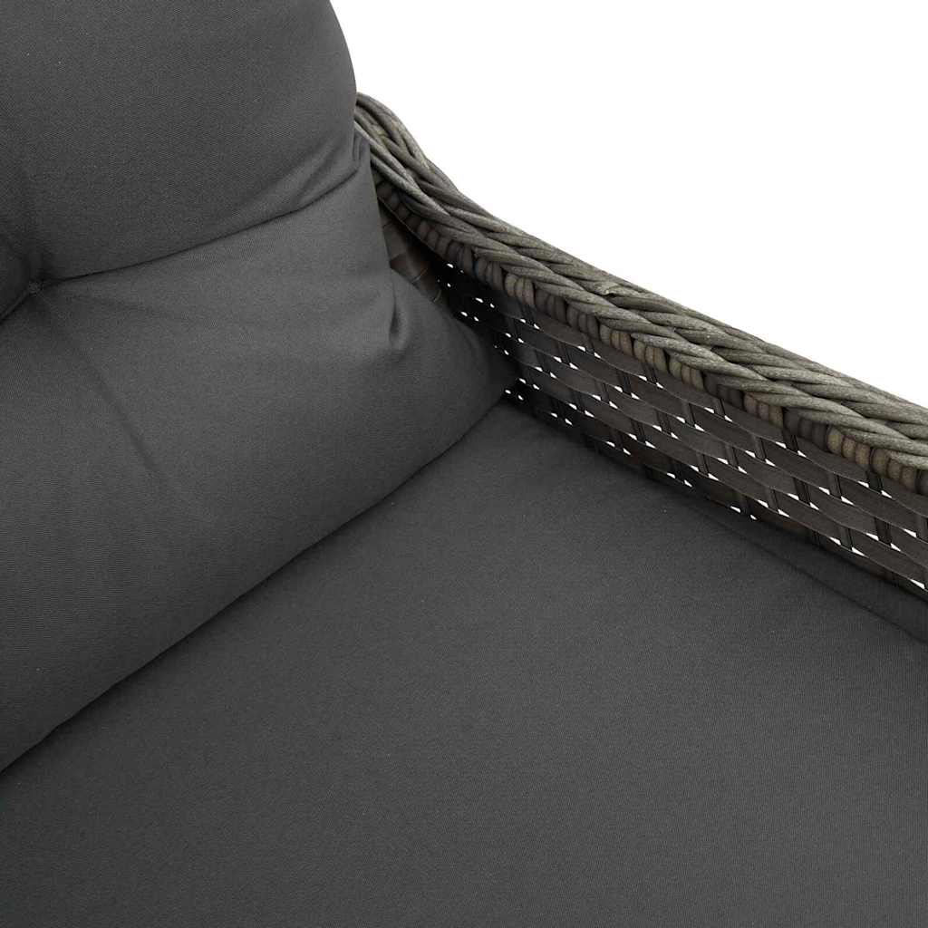 vidaXL Liegestuhl mit Kissen Grau 56 x 66 x 95 cm Poly-Rattan