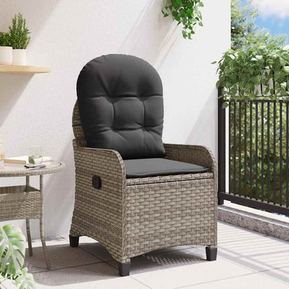 vidaXL Liegestuhl mit Kissen Grau 56 x 66 x 95 cm Poly-Rattan