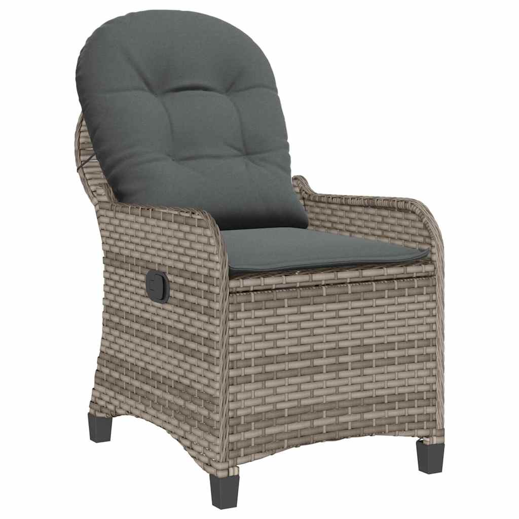 vidaXL Liegestuhl mit Kissen Grau 56 x 66 x 95 cm Poly-Rattan