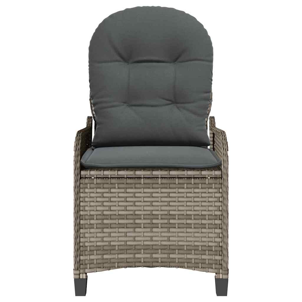 vidaXL Liegestuhl mit Kissen Grau 56 x 66 x 95 cm Poly-Rattan