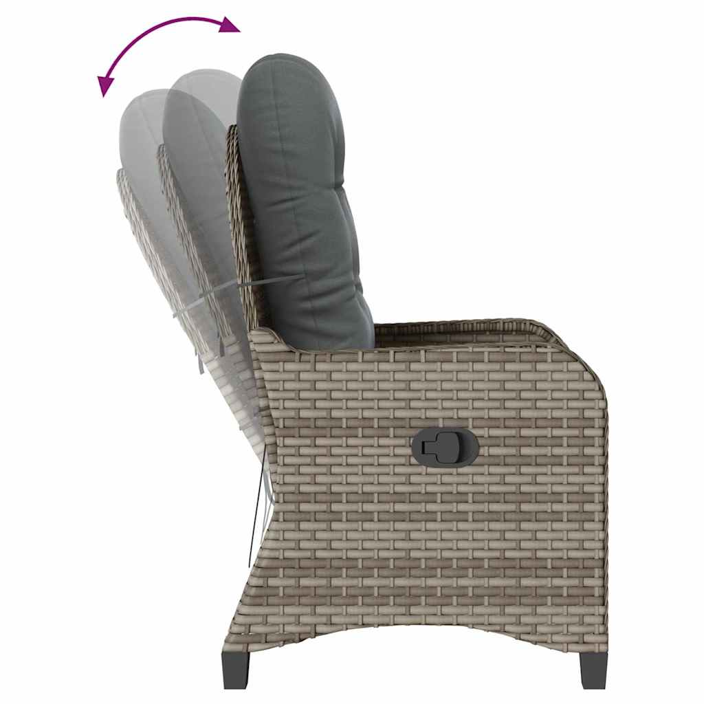 vidaXL Liegestuhl mit Kissen Grau 56 x 66 x 95 cm Poly-Rattan