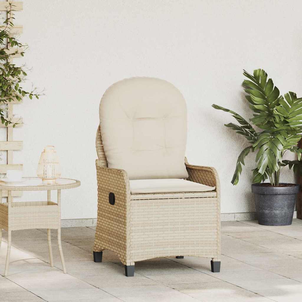 vidaXL Liegestuhl mit Kissen Beige 56 x 66 x 95 cm Poly-Rattan