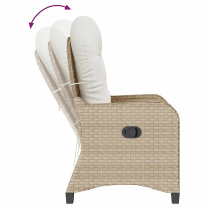 vidaXL Liegestuhl mit Kissen Beige 56 x 66 x 95 cm Poly-Rattan