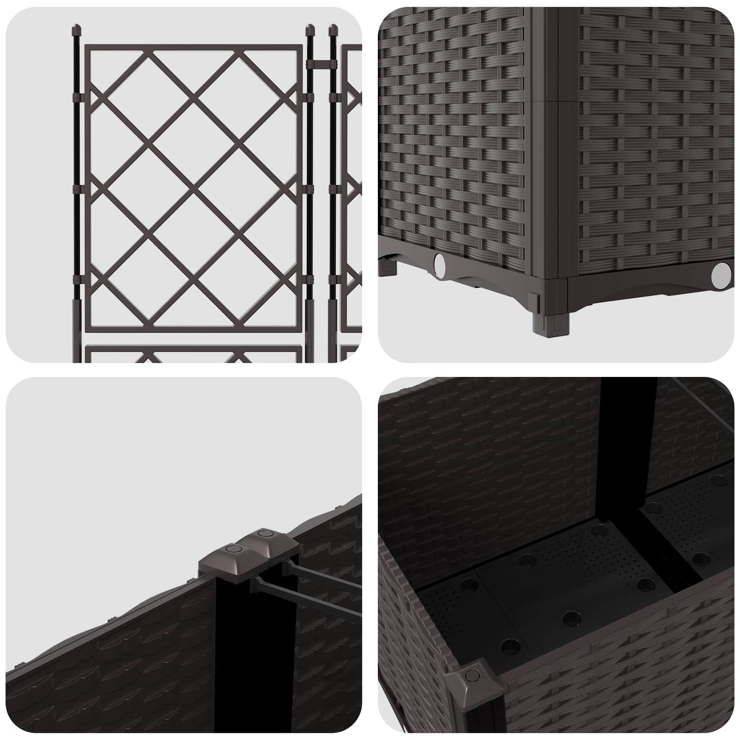 vidaXL Garten-Pflanzgefäß 2 pcs Braun 80 x 40 x 143 cm Stahl