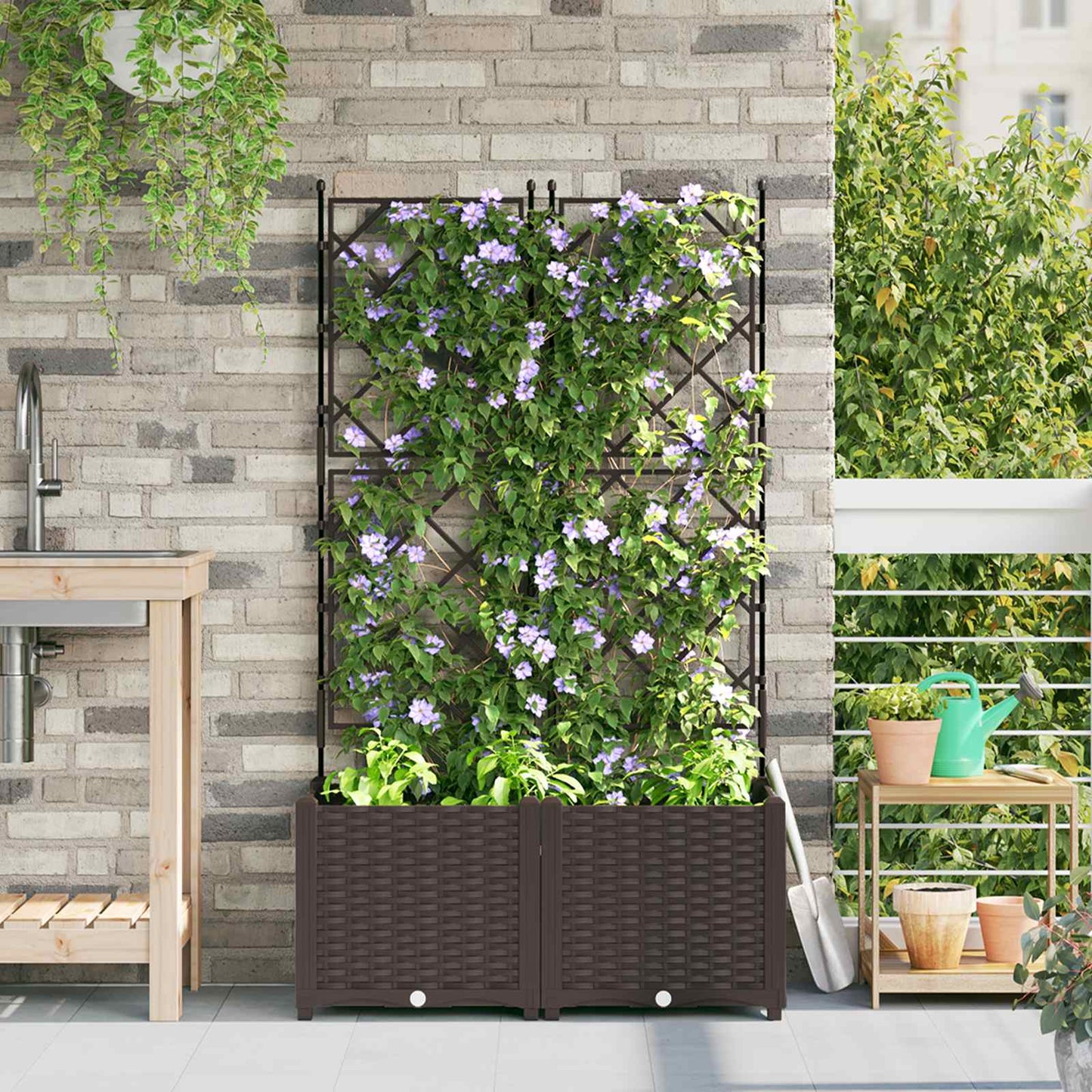 vidaXL Garten-Pflanzgefäß 2 pcs Braun 80 x 40 x 143 cm Stahl