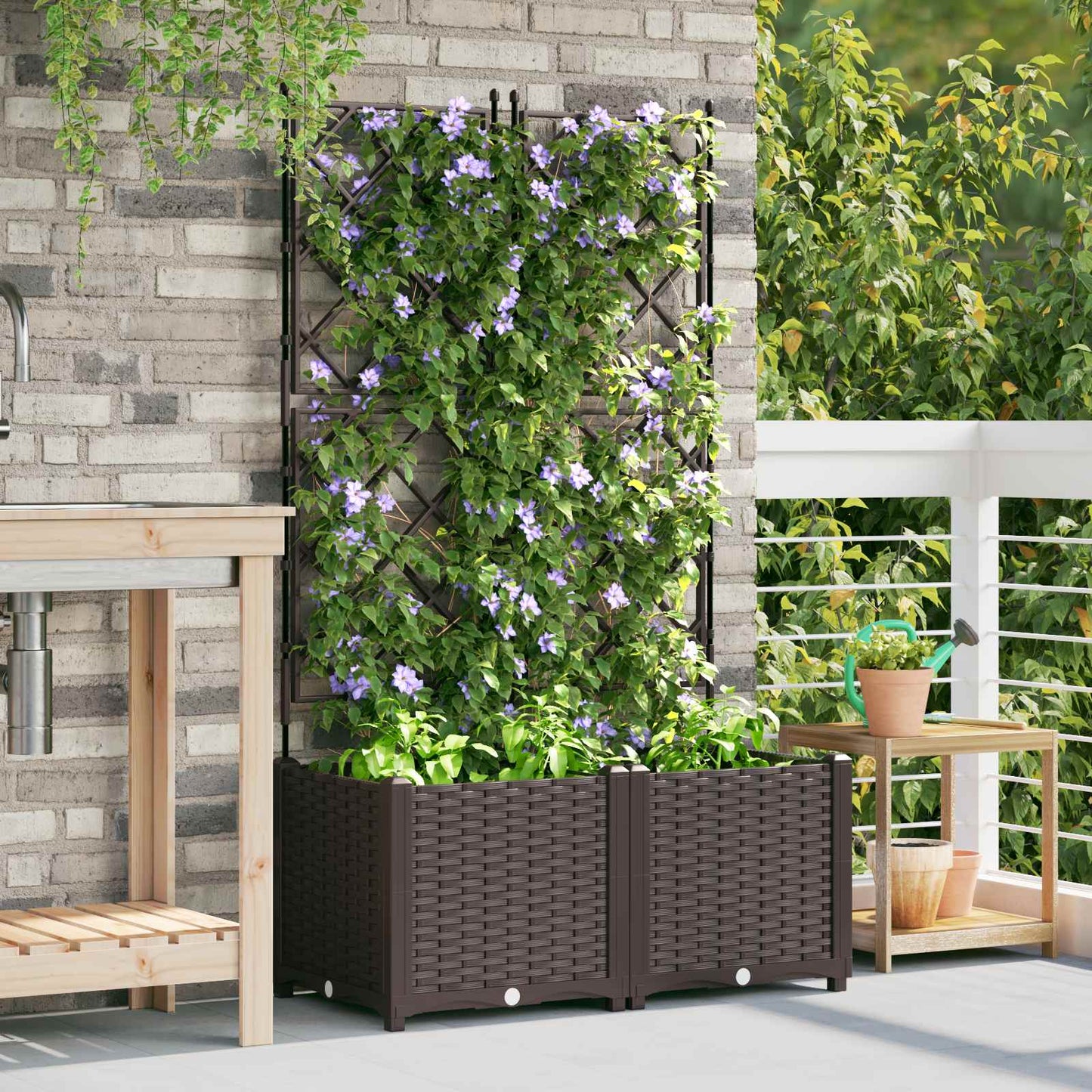 vidaXL Garten-Pflanzgefäß 2 pcs Braun 80 x 40 x 143 cm Stahl