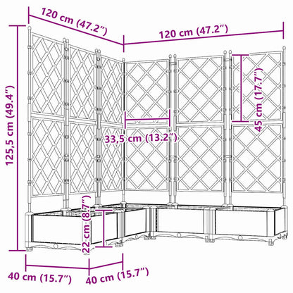 vidaXL Garten-Pflanzgefäß 5 pcs Braun 120 x 120 x 125,5 cm Stahl