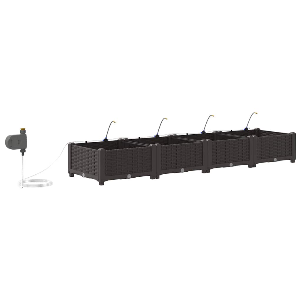 vidaXL Garten-Pflanzgefäß 4 pcs Braun Stahl