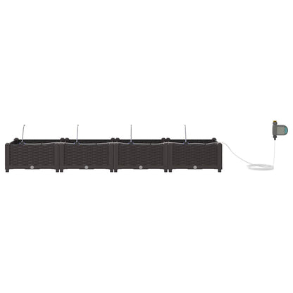 vidaXL Garten-Pflanzgefäß 4 pcs Braun Stahl